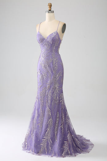 Sparkly Mermaid Lilac Long Formal Dress