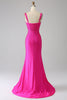 Load image into Gallery viewer, Sparkly Mermaid Hot Pink Formal Dress with Hollow-out
