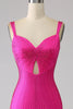 Load image into Gallery viewer, Sparkly Mermaid Hot Pink Formal Dress with Hollow-out