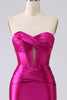 Load image into Gallery viewer, Sparkly Fuchsia Mermaid Sweetheart Corset Long Formal Dress with Slit