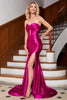 Load image into Gallery viewer, Sparkly Mermaid Fuchsia Corset Formal Dress with Slit