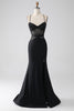 Load image into Gallery viewer, Mermaid Black Spaghetti Straps Long Formal Dress with Slit