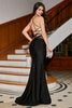 Load image into Gallery viewer, Black Mermaid Spaghetti Straps Long Formal Dress with Slit
