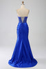 Load image into Gallery viewer, Royal Blue Mermaid Strapless Corset Long Formal Dress with Beading