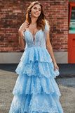 Tiered Tulle Sweetheart Bow Tie Straps Sequin Formal Dress with Appliques