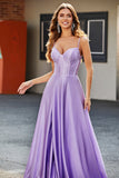 Sparkly Lilac A-Line Corset Formal Dresses with Rhinestones