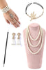 Load image into Gallery viewer, Champagne Sequins Fringes 1920s Flapper Dress with 20s Accessories Set