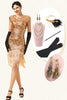 Load image into Gallery viewer, Pink Cap Sleeves Sequined Fringes 1920s Gatsby Flapper Dress with 20s Accessories Set