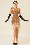 Pink Cap Sleeves Sequined Fringes 1920s Gatsby Flapper Dress with 20s Accessories Set