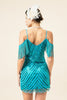 Load image into Gallery viewer, Turquoise Sequined Fringes 1920s Gatsby Flapper Party Dress with 20s Accessories Set