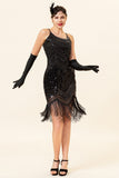 Spaghetti Straps Sequin Fringes Flapper Dress with 1920s Accessories Set