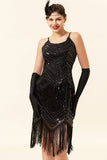 Spaghetti Straps Sequin Fringes Flapper Dress with 1920s Accessories Set