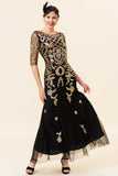 Golden Sequins Glitter Flapper Dress with 1920s Accessories Set