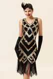 Golden Fringes Sequins Flapper Dress with 1920s Accessories Set