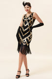 Golden Fringes Sequins Flapper Dress with 1920s Accessories Set