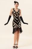 Golden Sleeveless Fringes Flapper Dress with 1920s Accessories Set