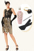 Load image into Gallery viewer, Golden Sequins Glitter Flapper Dress with 1920s Accessories Set