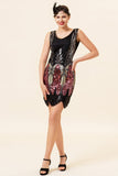 Red Sequins Fringes Flapper Dress with 20s Accessories Set