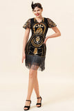 Fringed Golden Sequins Flapper Dress with 20s Accessories Set