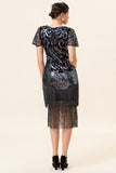 Black Sequins Fringed Gatsby Dress with 20s Accessories Set