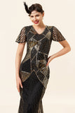 Sequins Golden Long Flapper Dress with 20s Accessories Set