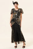 Sequins Golden Long Flapper Dress with 20s Accessories Set