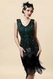 Green Fringed Gatsby Dress with 20s Accessories Set