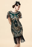 Sequins Green Glitter Flapper Dress with 1920s Accessories Set