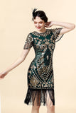 Sequins Green Glitter Flapper Dress with 1920s Accessories Set