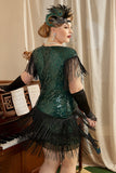 Green Plus Size 1920s Gatsby Dress with 20s Acessories Set