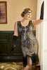 Load image into Gallery viewer, Black and Apricot Sequins 1920s Plus Size Dress with 20s Accessories Set
