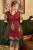 Load image into Gallery viewer, Golden and Red 1920s Plus Size Dress with 20s Accessories Set