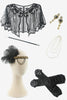 Load image into Gallery viewer, Black Sequins 1920s Flapper Plus Size Dress with 20s Accessories Set