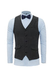 Black Shawl Lapel Men's Vest with 6 Pieces Accessories Set