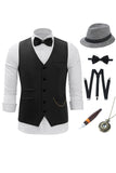 Black Chain Men's Vest with 5 Pieces Accessories Set