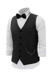 Black Chain Men's Vest with 5 Pieces Accessories Set