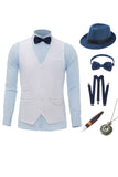 White Chain Men's Vest with 5 Pieces Accessories Set