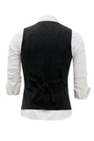 Black Pinstriped Men's Vest with 5 Pieces Accessories Set