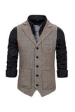 Brown Notched Lapel Men's Vest with 5 Pieces Accessories Set