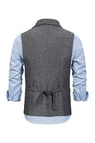 Grey Notched Lapel Men's Vest with Accessories Set