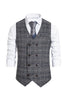 Load image into Gallery viewer, Grey Plaid Double Breasted Men&#39;s Vest with Accessories Set