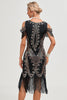 Load image into Gallery viewer, Glitter Black Sequins Fringes 1920s Gatsby Dress with Accessories Set