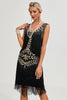 Load image into Gallery viewer, Glitter Black Sequins Fringed 1920s Gatsby Dress with Accessories Set