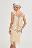 Load image into Gallery viewer, Glitter Champagne Sequins Fringed 1920s Gatsby Dress with Accessories Set