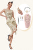 Load image into Gallery viewer, Champagne Glitter Fringes Gatsby Dress with Accessories Set