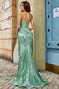 Load image into Gallery viewer, Trendy Mermaid Spaghetti Straps Green Long Formal Dress with Criss Cross Back And Accessories Set