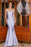 Halter Lilac Mermaid Spaghetti Straps Long Formal Dress with Accessory