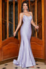 Load image into Gallery viewer, Halter Lilac Mermaid Spaghetti Straps Long Formal Dress with Accessory