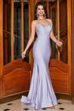 Halter Lilac Mermaid Spaghetti Straps Long Formal Dress with Accessory