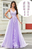 Load image into Gallery viewer, Lilac A Line Appliques Long Formal Dress with Accessory